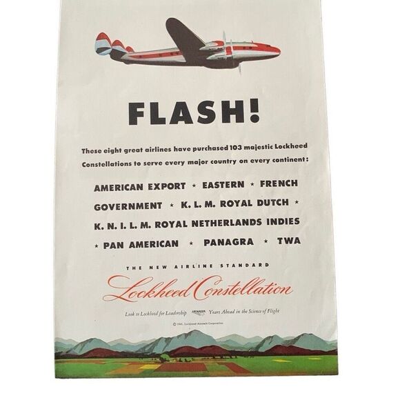 Vintage 1945 Lockheed Constellation Flash Ad Advertisement - Picture 3 of 4